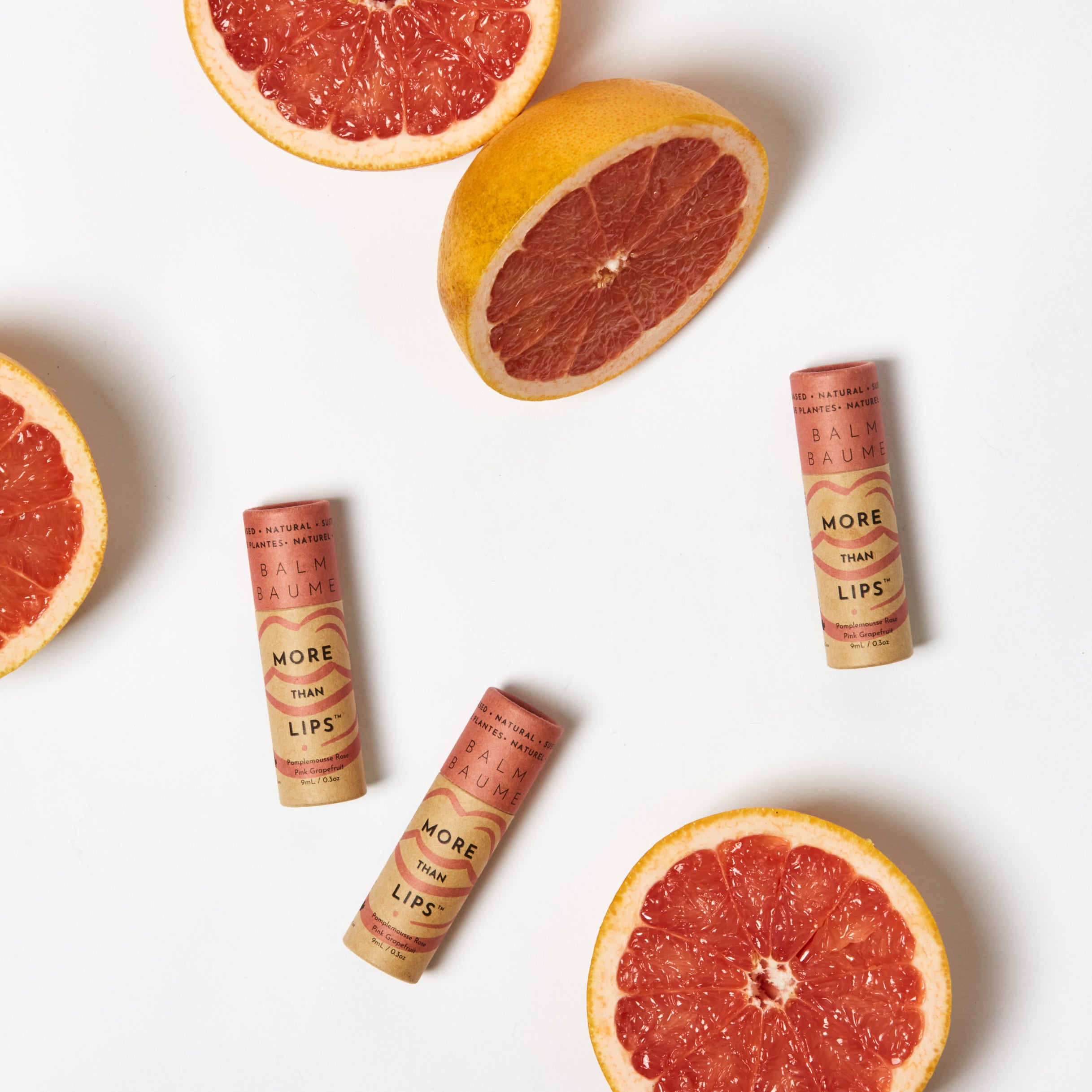 Vegan sustainable eco-friendly lip balm hand-poured in Toronto Canada woman owned business - Pink Grapefruit flavour